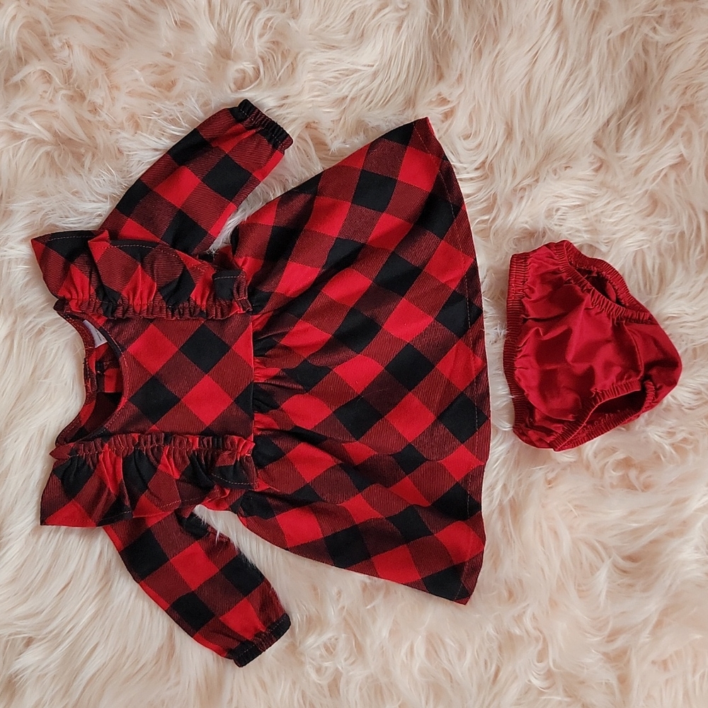 Babygirl Newborn Buffalo Plaid Outfit